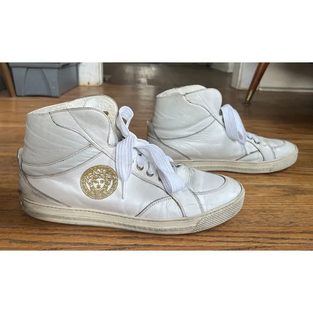 VERSACE White Lion Head Sneakers Trainers Shoes  Mens Size 11